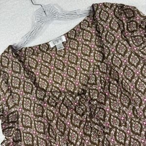 Ann Taylor Brown and Pink Blouse